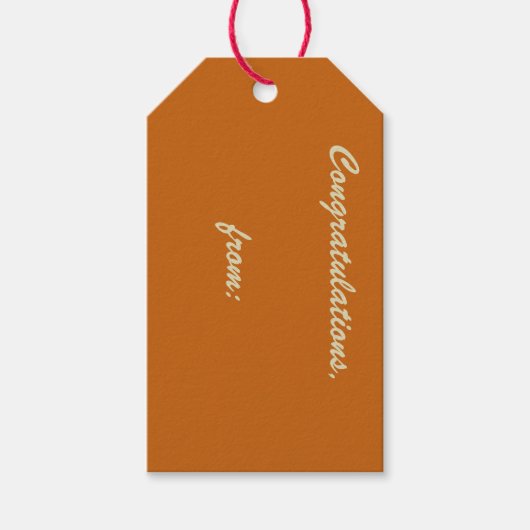 Rustieke Burnt Sinaasappel Gefeliciteerd (gouden s Cadeaulabel (Voorkant)