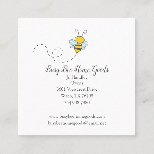 Rustieke Busy Bumble Bijen Houtkorrel Vierkante Visitekaartje (Achterkant)