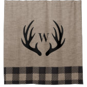 Rustieke Cabin Lodge Antlers Monogrammed Linen Douchegordijn (Voorkant)