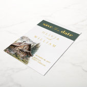 Rustieke Cabin Mountains Winter Herfst Save the Da Folie Uitnodiging (Gedraaid)