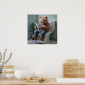 Rustieke Cabin Vibes: Hilarisch Beer Badkamer Deco Poster (Keuken)