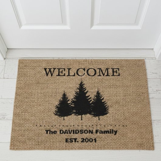 Rustieke cabine burlap land deur mat