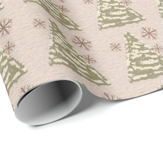 Rustieke cabine met evergreens en sneeuwvlokken. cadeaupapier (Rol Hoek)