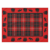 Rustieke Cabine Rood Plaid Zwart Moose Bomen Tafelkleed (Voorkant (Horizontaal))