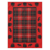 Rustieke Cabine Rood Plaid Zwart Moose Bomen Tafelkleed (Voorkant)