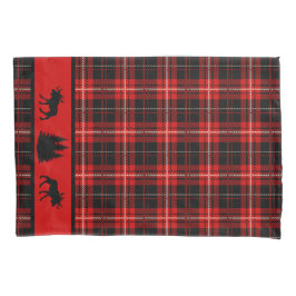 Rustieke Cabine Rood Plaid Zwart Moose Kussensloop