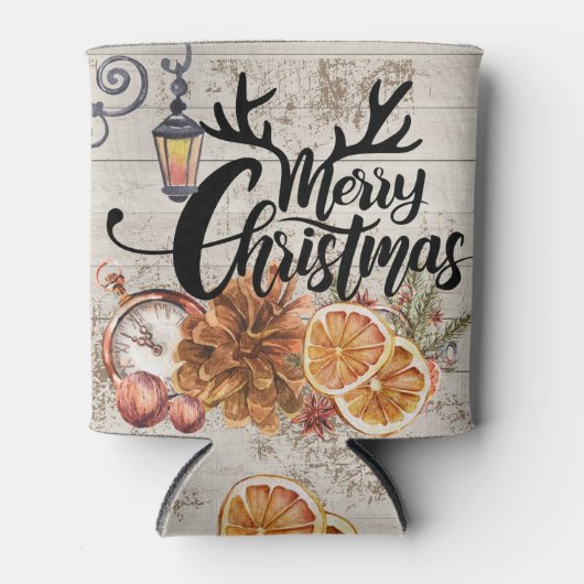 Rustieke cabinestijl en hout Boerderij Kerstmis Blikjeskoeler (Voorkant)