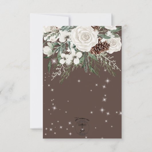 Rustieke Cacao Pine Winter Sparkle Bruiloft Save The Date (Achterkant)
