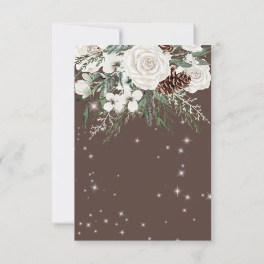 Rustieke Cacao Pine Winter Sparkle Bruiloft Save The Date (Achterkant)