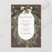 Rustieke Cacao Pine Winter Sparkle Receptie Informatiekaartje (Voorkant)