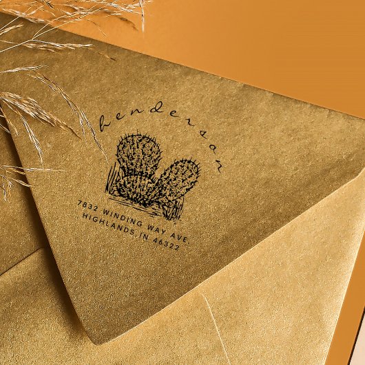 Rustieke Cactus Aangepast Retouradres Rubberstempel