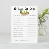 Rustieke Cactus Bruiloft Feest Spel-Hij/Zij Zei Kaart (Staand voorkant)