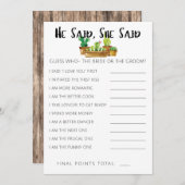 Rustieke Cactus Bruiloft Feest Spel-Hij/Zij Zei Kaart (Voorkant / Achterkant)