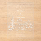 Rustieke Cactus Desert Landschap Wedding Acryl Uitnodigingen (Voorkant)
