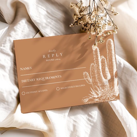 Rustieke Cactus Desert Landschap Wedding RSVP Kaartje