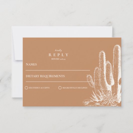Rustieke Cactus Desert Landschap Wedding RSVP Kaartje (Voorkant)