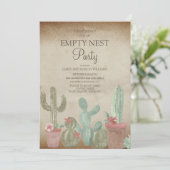 Rustieke Cactus Leeg Nest Feest Kaart (Staand voorkant)