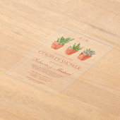 Rustieke Cactus Terracotta Potten Koppel Shower Acryl Uitnodigingen (Laagn)
