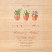 Rustieke Cactus Terracotta Potten Koppel Shower Acryl Uitnodigingen (Voorkant)