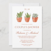 Rustieke Cactus Terracotta Potten Koppel Shower Kaart (Voorkant)