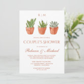 Rustieke Cactus Terracotta Potten Koppel Shower Kaart (Staand voorkant)