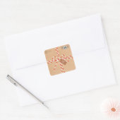 Rustieke cadeaustickers - Suikerstokken en stempel Vierkante Sticker (Envelop)