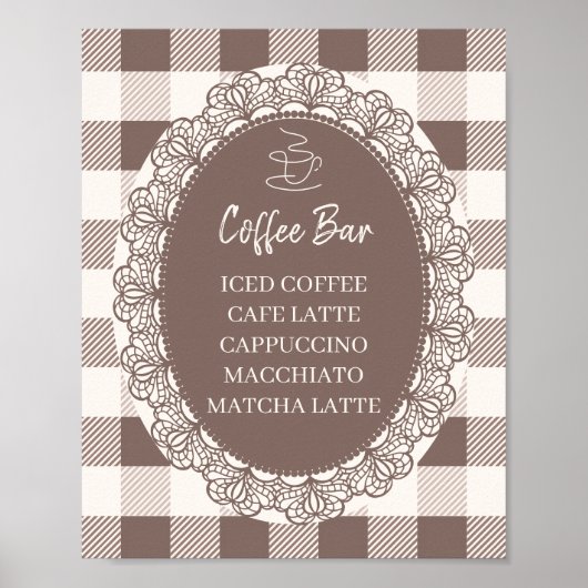 Rustieke Café Bebe Coffee Bar Baby Shower Poster (Voorkant)