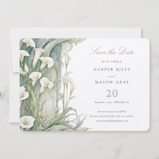Rustieke Calla Lily Save The Date Wedding Kaart (Voorkant)