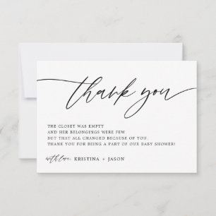 Rustieke Calligrafie Baby Shower Bedankkaartjes Bedankkaart