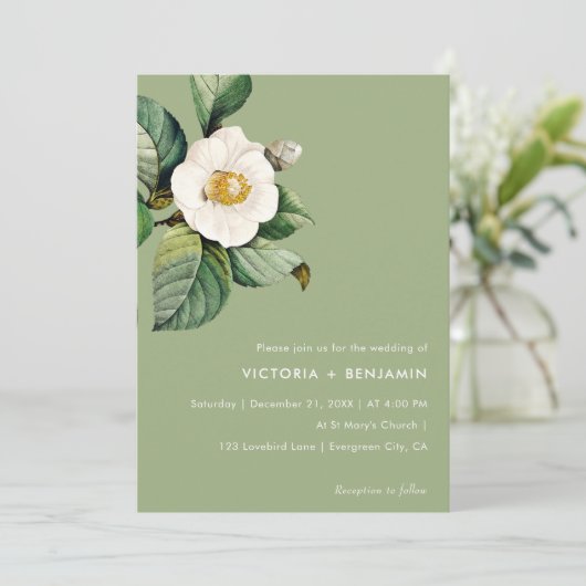 Rustieke Camelia Bloemen Salie Minimale Eenvoudige Kaart (Staand voorkant)