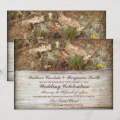 Rustieke Camo en Wood Country bruiloft uitnodiging (Voorkant / Achterkant)