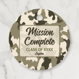 Rustieke camouflage aardetinten bruin en beige bedankjes labels