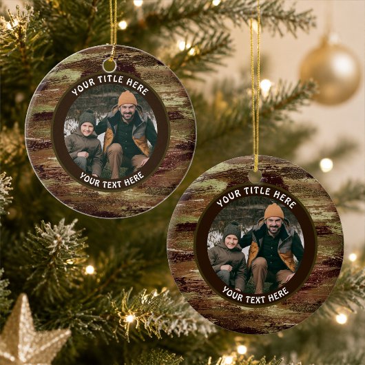 Rustieke camouflage foto gepersonaliseerd keramisch ornament