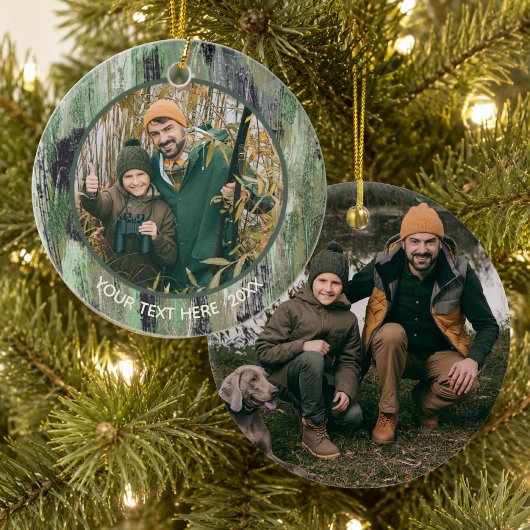 Rustieke camouflage fotonaam keramisch ornament