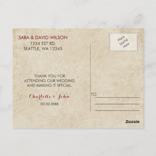 Rustieke Camping Bruiloft Dank U Briefkaart (Achterkant)