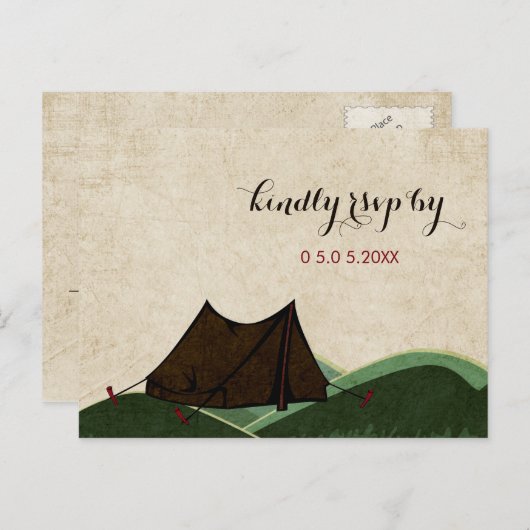Rustieke Camping Bruiloft RSVP Uitnodiging Briefkaart (Voorkant / Achterkant)