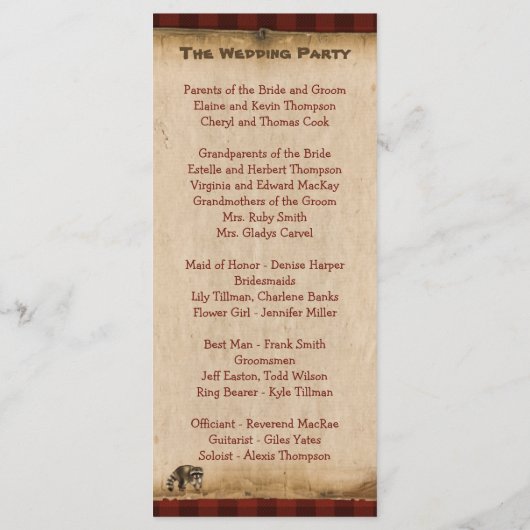 Rustieke Camping Glamping Natuur Trouwprogramma Programmakaart (Achterkant)