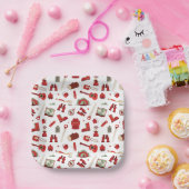 Rustieke camping iconen met feestelijk avontuur th papieren bordje (Feest)