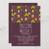 Rustieke Camping Patroon Tenten en Gitaren Verjaar Kaart (Voorkant / Achterkant)