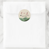 Rustieke Camping Trouwstickers Ronde Sticker (Tas)