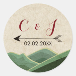 Rustieke Camping Trouwstickers Ronde Sticker