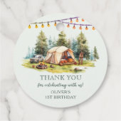 Rustieke Camping Verjaardagsfeest Bedankjes Labels (Achterkant)