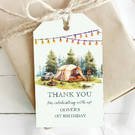 Rustieke Camping Verjaardagsfeest Cadeaulabel