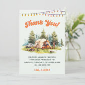 Rustieke Camping Verjaardagsfeest Dank u kaart (Staand voorkant)