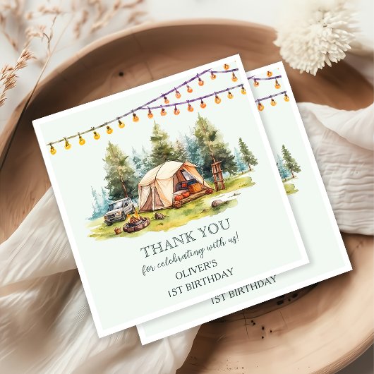 Rustieke Camping Verjaardagsfeest Servet