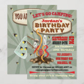 Rustieke Camping Verjaardagsfeest Uitnodigingen (Voorkant / Achterkant)