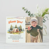 Rustieke Camping Verjaardagsfoto Dank u kaart (Staand voorkant)