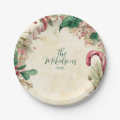 Rustieke Candy Cane Kerstfeest Papieren Bordje (Voorkant)