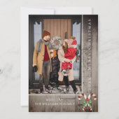 Rustieke Candy Canes Kerstmis | Bruine fotokaart Feestdagenkaart (Voorkant)