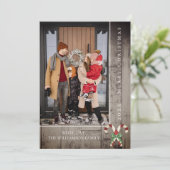 Rustieke Candy Canes Kerstmis | Bruine fotokaart Feestdagenkaart (Staand voorkant)